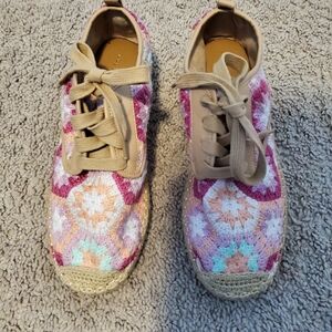Copper Key Colorful Crochet Granny Square Women's Sneakers Size 8